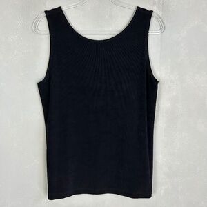 Chicos Travelers size 2 12/14 scoop neck tank black slinky stretch no iron
